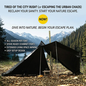 <span class=keywords><strong>Tente</strong></span> pyramidale respirante avec aération supérieure et cheminée, <span class=keywords><strong>tente</strong></span> chaude de 1,6 m pour le camping, abri extérieur imperméable 4 saisons - Product Image 4
