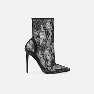 Nuovo Stile 2025 Stivaletti da Donna con Tacco <span class=keywords><strong>a</strong></span> Spillo in Pizzo, Punta Affusolata, Motivo Floreale in Pizzo, Tacchi Alti, <span class=keywords><strong>Sandali</strong></span> Bootie - Product Image 6