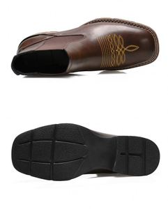 New Arrival Chelsea Boots Embroidered Slip-on Leather Boots for Men - Product Image 6