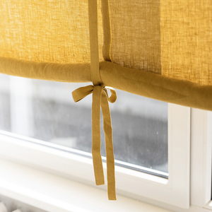 Tenda in Lino Arrotolabile Personalizzata <span class=keywords><strong>con</strong></span> Effetto Stonewashed e <span class=keywords><strong>Lacci</strong></span> di Fissaggio - Product Image 2