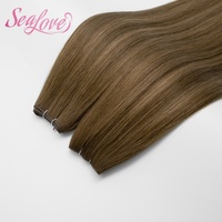 Extensiones de Cabello Humano Remy Virgen Teñido de Alta Calidad para Salón Profesional, Trama Doble Genius