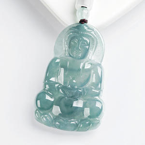 หยกธรรมชาติพระโพธิสัตว์อวโลกิเตศวาระจี้หยกน้ำเงินหยกชนิดน้ำสีฟ้าสไตล์จีน UNISEX ดีไซน์ดั้งเดิม GY04 - Product Image 2