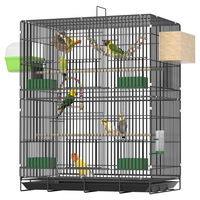 Grande cage à oiseaux pliable à 3 étages en fil de fer avec roulettes, conception multi-niveaux pour perroquets, facile à nettoyer