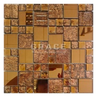 Foshan argent Vintage mur décoratif miroir carreaux de verre brun brun or Antique bord biseauté verre peler et coller carrelage de mosaïque