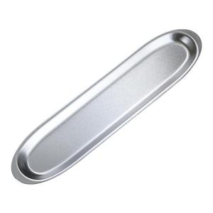 Stainless Steel Long Oval Plate For Hotel Food Service Microwave Safe Solid Color Design - Product Image 1
