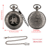 Reloj de Bolsillo con Cadena, Estilo Estadounidense de 1788, con Colgante de Metal Gris de la Libertad, Modelo Gateway Freedom
