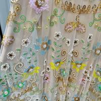 Ensemble jupe en maille perlée à sequins colorés, robe de soirée ample brodée, tenue de mariée musulmane, robe artisanale Jalabiya pour cérémonie de mariage