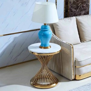 Home Furniture Round Stainless Steel Side <strong>Table</strong> White Marble Sofa <strong>Corner</strong> <strong>Table</strong> for Living Room - Product Image 3