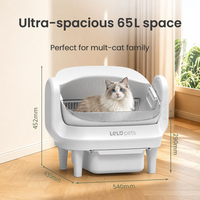 Bac à litière automatique intelligent pour chats LeLo Pets, en plastique, avec design ouvert, capacité de 65 L, fonction de nettoyage facile pour chats