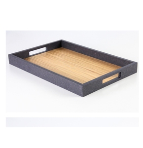 Plateau ottoman en bois massif personnalisé avec poignées, plateau de service rectangulaire moderne pour café et thé, organisateur de table pour la maison - Product Image 1
