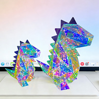 Figurine de dinosaure holographique personnalisée OEM de qualité supérieure, éclairage décoratif lumineux irisé pour la décoration de la maison, du bureau et des fêtes