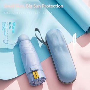 Parapluie manuel pliable en cinq sections pour femme, utilisation soleil et pluie, protection UV, mini portable format capsule, 8 baleines, poignée en caoutchouc - Product Image 3