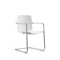 Chaise de salle de réunion de conférence à base traîneau chaise empilable en plastique noir avec bras