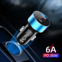 Adaptor pengisi daya ponsel 36W 2 Dual USB PD tipe-c, adaptor pengisi daya cepat ponsel untuk iPhone 15 14 12 11 Pro Max samsung s23 s24