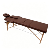 Table de massage pliable professionnelle à 3 sections, légère, en bois, réglable en hauteur