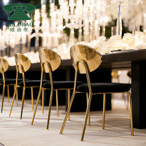 Location de mobilier Chaise de mariage à dossier haut en acier inoxydable doré pour les mariés Hôtel Salle à manger et salon à l'extérieur - Product Image 2