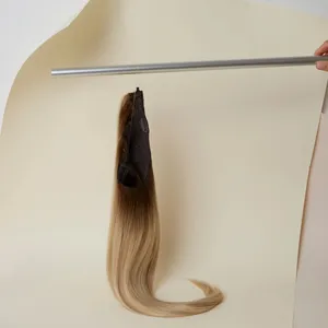 Üstün saç toptan fiyat açık renk 24 inç düz tel hattı insan saçı Halo saç ekleme açık renk