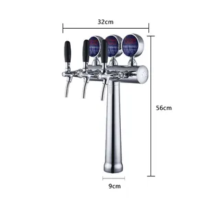 Countertop Beer Column T Shape 3-Tap Beer Tower Automatic Beer Machine Dispenser