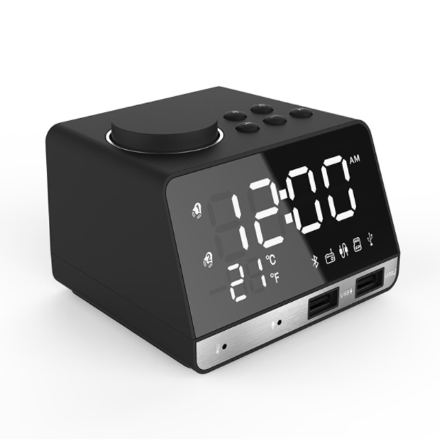 K11 BT Alarm Clock Speaker Creative Digital Music Clock Display Radio with Dual USB Interface
