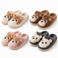 Pantoufles en peluche en forme d'ours en peluche, semelle légère en EVA, chaussures d'intérieur douces