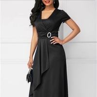 YQY8857 Robe de bureau élégante asymétrique à col en V pour femmes, grande taille 5XL, robe de soirée formelle, très tendance