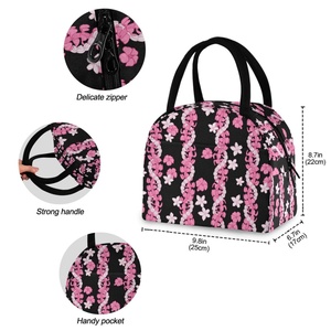 Trending Products 2024 New Arrivals Hawaii Puakenikeni Pink Lei Custom Insulated Lunch Bag Thermal Cooler Bag - Product Image 3
