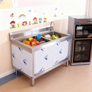 خزانة مطبخ صناعية مخصصة مصنوعة يدويًا بوعاء فردي مزدوج - Product Image 3