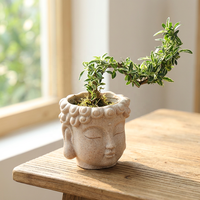 Pot de fleurs succulentes en forme de figurine de style zen, design tête de Bouddha, poterie mignonne pour plantes, pour un style bouddhiste émotionnellement équilibré