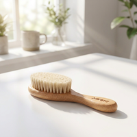 Brosse à cheveux pour bébé en laine de haute qualité, brosse à cheveux en bois souple, portable pour nouveau-nés, enfants en bas âge, OEM personnalisé