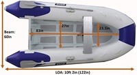 Bateaux pliables de taille différente de conception classique Double couche coque en aluminium bateau gonflable bateau Offre Spéciale nervure