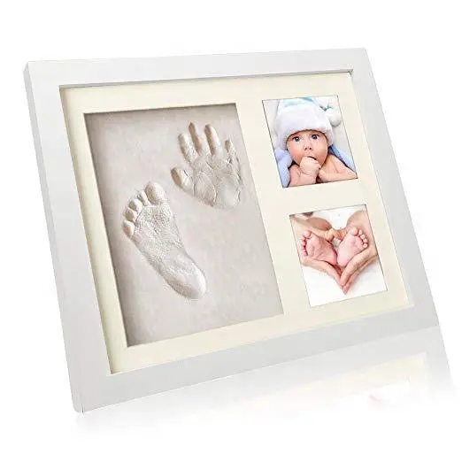 Kit cetakan tangan bayi dan Tapak MDF bingkai foto kayu bingkai foto kenang-kenangan bayi hadiah untuk ibu hadiah bayi untuk anak laki-laki dan perempuan