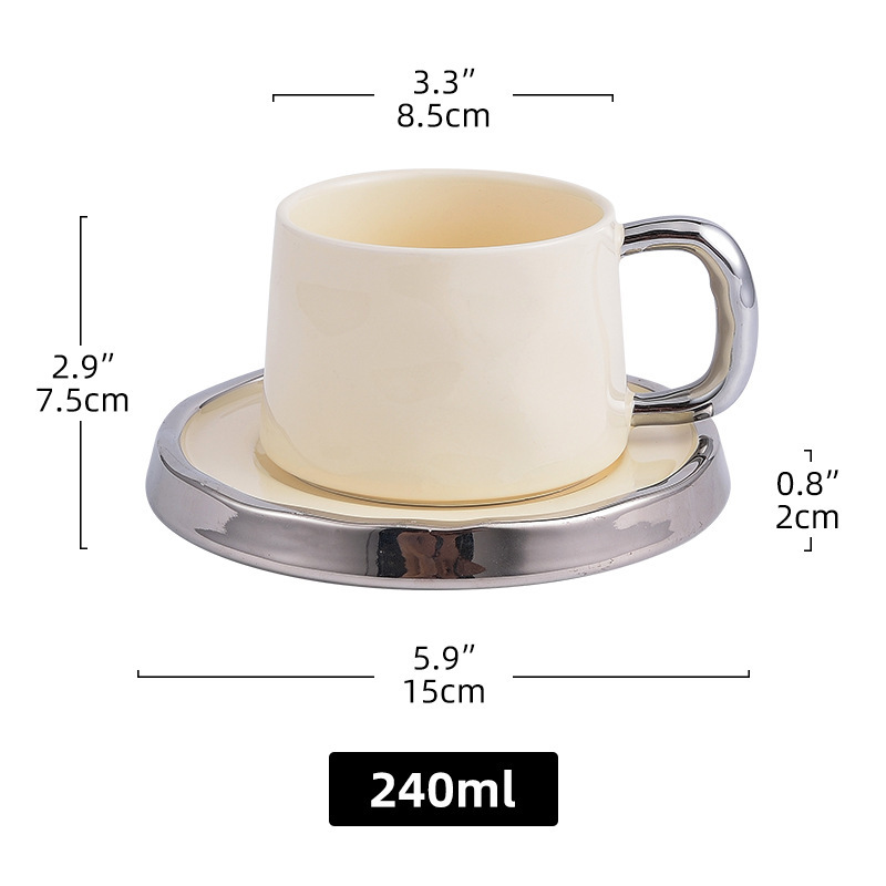 Tazza di caffè dritto e piattino ~ color crema-240ml