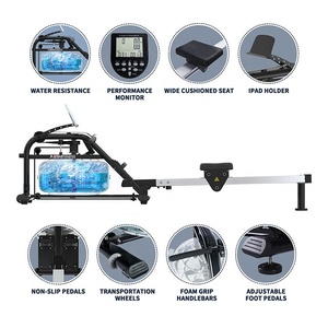 Máquina de Remo de Agua de Acero Plateado/Negro Mate, Producto Innovador para Uso Doméstico - Product Image 1
