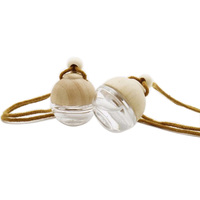 Diffuseur de parfum suspendu pour voiture, flacon vide en verre de 8 ml avec bouchon rond en bois pour aromathérapie