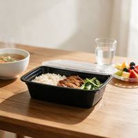 Boîte Bento Rectangulaire Anti-Fuite à Injection de 750 ml avec Couvercle Transparent pour la Livraison de Repas et les Magasins de Charcuterie (Vente en Gros)