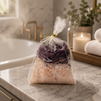 Sel de bain aux fleurs séchées naturelles, huile essentielle de lavande, sel de mer, sel de l'Himalaya, sel minéral, sel de bain parfumé à la rose et au citron