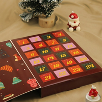 Caja Sorpresa Navideña Personalizada con Forma de Libro, Calendario de Adviento Navideño, Caja de Papel con 24 Ventanas Perforadas para las Fiestas