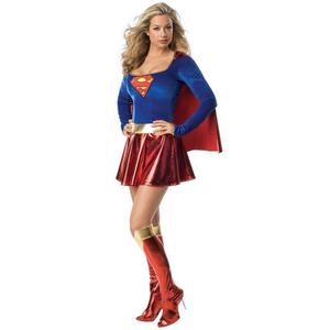 Disfraz de <span class=keywords><strong>Supergirl</strong></span> con Capa de Látex Sexy para Halloween, Uniforme de Cosplay de Superhéroe para Mujer - Product Image 1