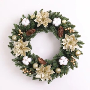 Fabricant professionnel, fourniture en gros de couronnes de Noël en pin floqué PE/PVC, couronnes artificielles en <span class=keywords><strong>sapin</strong></span> pour les fêtes, prix de gros - Product Image 3