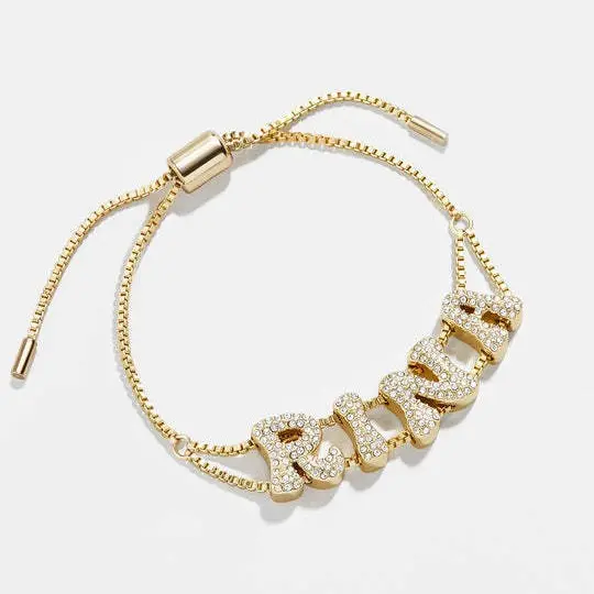 Perhiasan Fashion simpul kustom berlapis emas jimat Mesh Dainty geser huruf Slider personalisasi nama gelang untuk membuat perhiasan