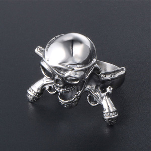 Skull <b>Titanium</b> Steel <b>Ring</b> Men's Pirate Design Party Jewelry SA397 - Product Image 3