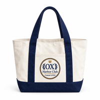 Sac fourre-tout en toile personnalisé brodé Harbor Club, sac à main nautique avec poche avant pour yacht, voyage, vacances