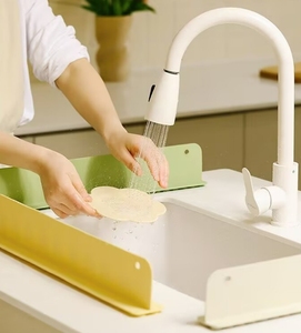 Paraspruzzi in Silicone per Lavello, Protezione Antispruzzi per Isola Cucina, Rack <span class=keywords><strong>di</strong></span> Stoccaggio Posizionabile Dietro il Lavello - Product Image 1