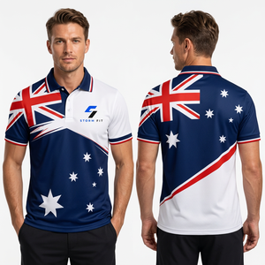เสื้อโปโลพิมพ์ลายธงชาติออสเตรเลียสำหรับผู้ชาย แบรนด์ Storm Fit แขนสั้น แห้งเร็ว สปอร์ต ทรงปกติ ผลิตจากผ้าโพลีเอสเตอร์ถัก - Product Image 1