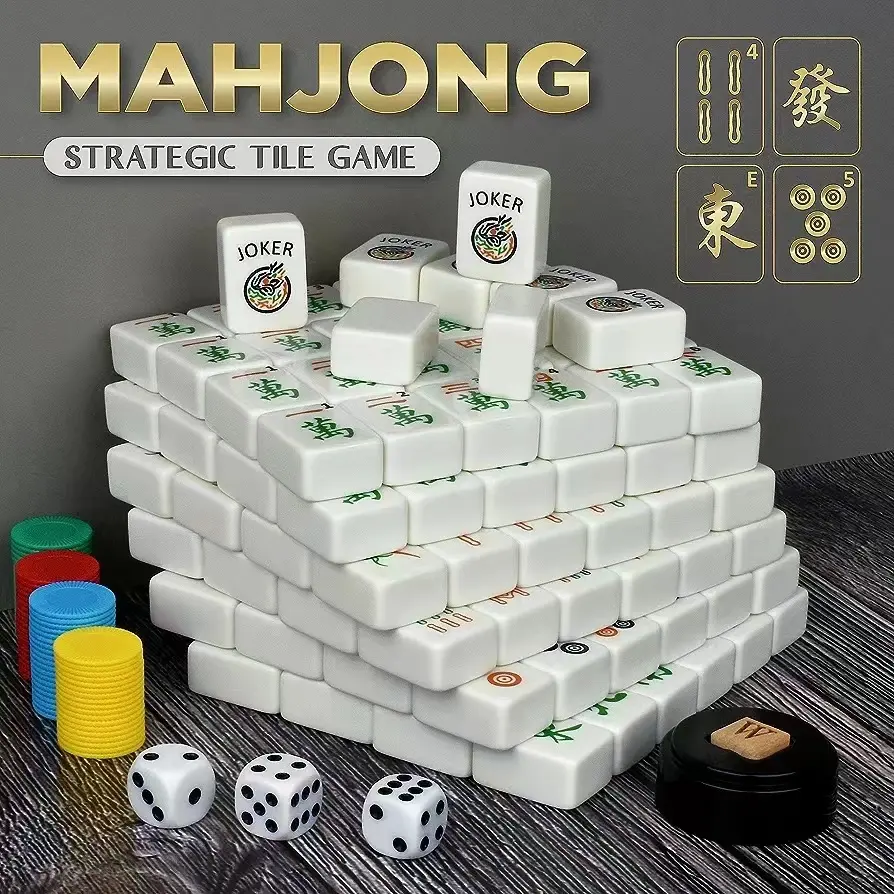 Melamine Mahjong Tile Set with Custom Printing Classic Strategy Game for Kids  Families  and Adults Ages 8 and up