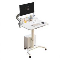 Chariot mobile pour ordinateur portable réglable en hauteur, pneumatique, en métal, pliable, avec roulettes
