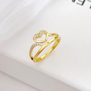 Bague tendance coréenne 2025, design minimaliste en forme de cœur, <span class=keywords><strong>petite</strong></span> bague d'amour, bijoux chics et tendance pour femmes - Product Image 2
