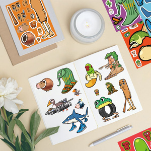 8 autocollants 'Shan Hai Jing' Stickman pour le scrapbooking DIY des enfants, motifs <span class=keywords><strong>requin</strong></span>, grenouille, dessin animé, puzzle, fleur, fée - Product Image 5