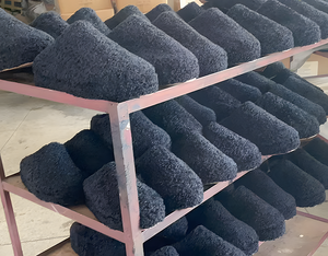 Özel erkek kış mokasen itişme platformu bulanık kabarık Faux kıvırcık shearlling kürk katır terlik fabrika - Product Image 3