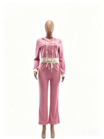 Ensemble deux pièces pour femmes, pantalon à cordon de serrage avec empiècements colorés, manches longues, taille XXL, tenue à capuche, nouvelle collection hiver 2026